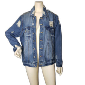 ALMOST FAMOUS Distressed Denim Jean Jacket Womens Plus Size 3X NEW